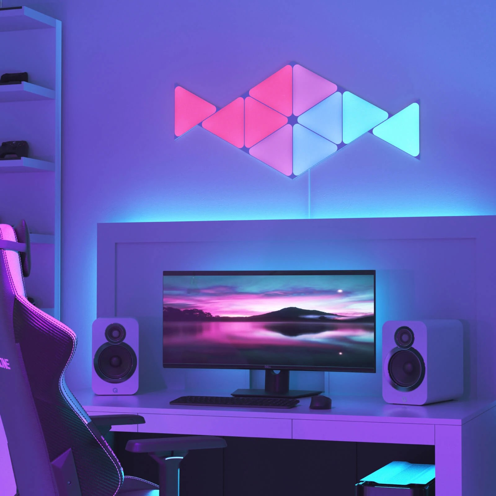 Nanoleaf ナノリーフ Shapes Triangle シェイプス トライアングル 拡張パック 3枚入り RGBCW スマートライト ゲーミングライト タッチ操作 Wi-Fi HomeKit Alexa - 画像 (6)