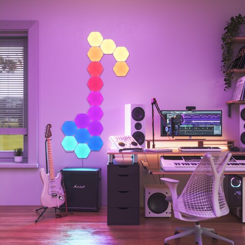 Nanoleaf ナノリーフ Shapes Hexagon シェイプス ヘキサゴン 拡張パック 3枚入り RGBCW スマートライト ゲーミングライトパネル タッチ操作 Wi-Fi HomeKit Alexa - 画像 (7)