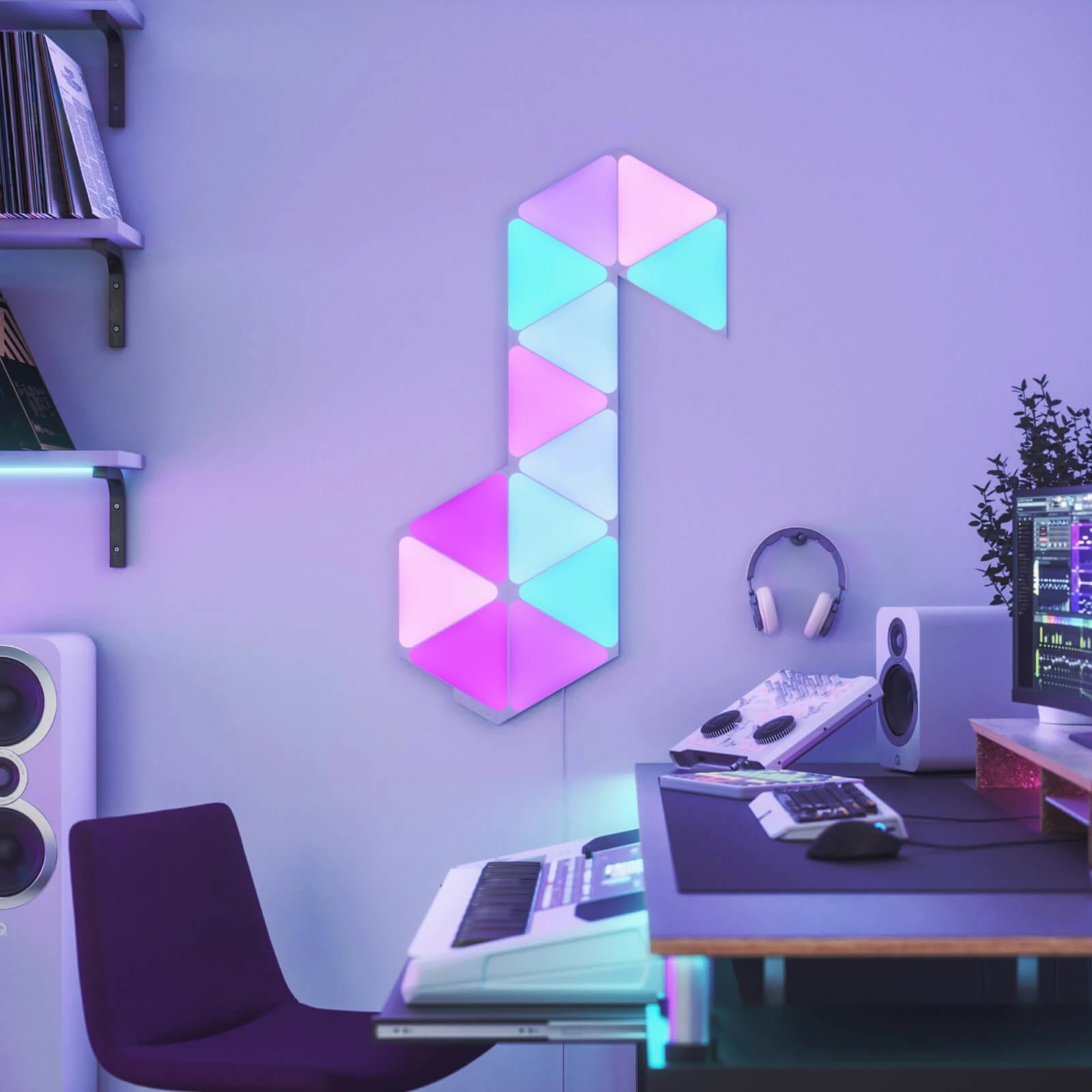 Nanoleaf ナノリーフ Shapes Triangle シェイプス トライアングル 拡張パック 3枚入り RGBCW スマートライト ゲーミングライト タッチ操作 Wi-Fi HomeKit Alexa - 画像 (4)