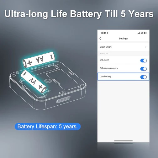 MOES 一酸化炭素検知センサー ZigBee COアラーム 一酸化炭素検知 高音85dB&赤LED 警告 単3電池5年駆動 スマホ通知対応 スマートホーム - 画像 (10)