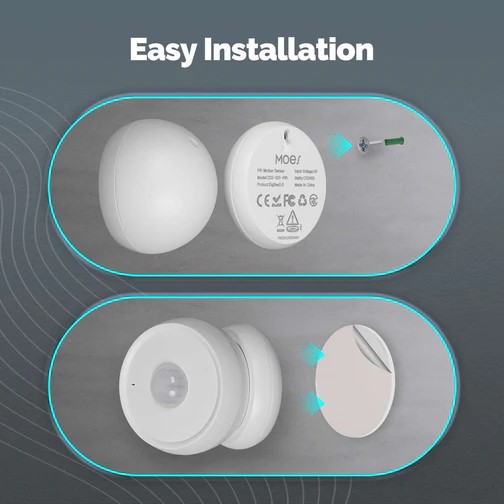 MOES 人感センサー PIRセンサー モーションセンサー ZigBee 赤外線モーション検知 CR2450電池式 磁石取付 照明連動可能 マグネット コンパクト スマートホーム - 画像 (10)