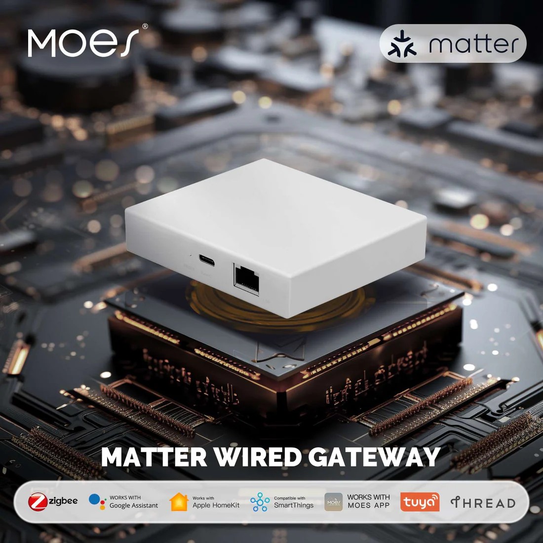 MOES スマートホームゲートウェイ Tuya Zigbee Matter対応 hub スマートホームハブ Threadゲートウェイ ブリッジ機能 IoT家電連携 Wi-Fi接続対応 スマートホーム - 画像 (3)