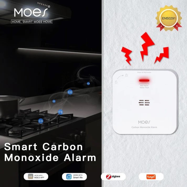 MOES 一酸化炭素検知センサー ZigBee COアラーム 一酸化炭素検知 高音85dB&赤LED 警告 単3電池5年駆動 スマホ通知対応 スマートホーム - 画像 (6)